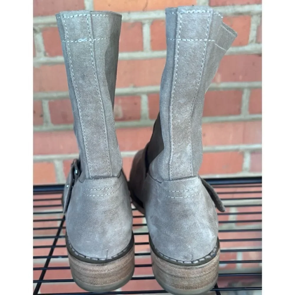 Rare Rag & Bone  Gray Oliver Suede Pull-on Mid-calf Booties Size 36.5 / Néw